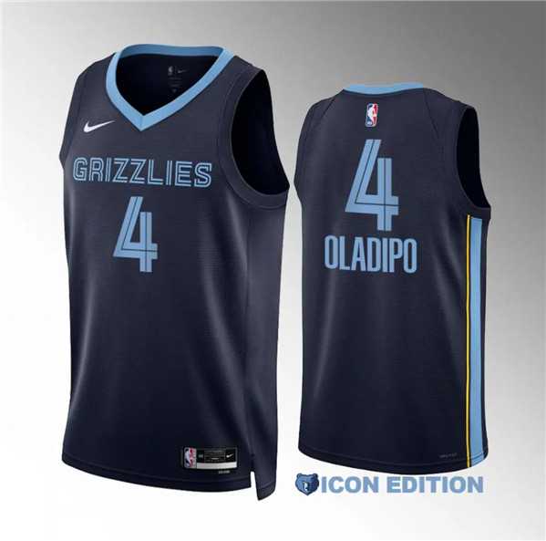 Mens Memphis Grizzlies #4 Victor Oladipo Navy Icon Edition Stitched Jersey Dzhi->memphis grizzlies->NBA Jersey